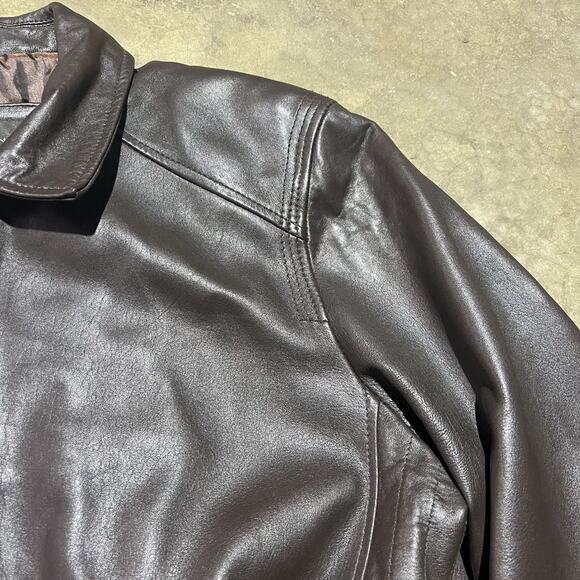 Vintage Y2k Collezione Brown Grunge Leather Jacket - Picture 2 of 4